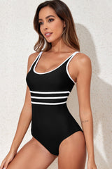 Contrast Trim Scoop Neck One - Piece Swimwear - Admiresty