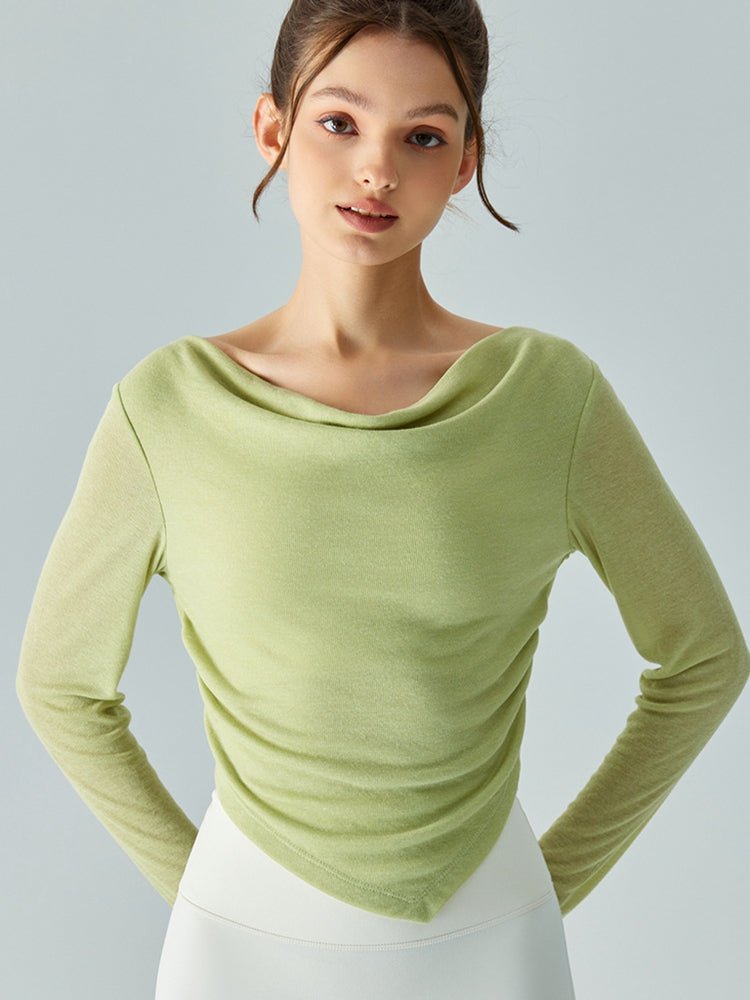 Cowl Neck Long Sleeve Sports Top - Admiresty