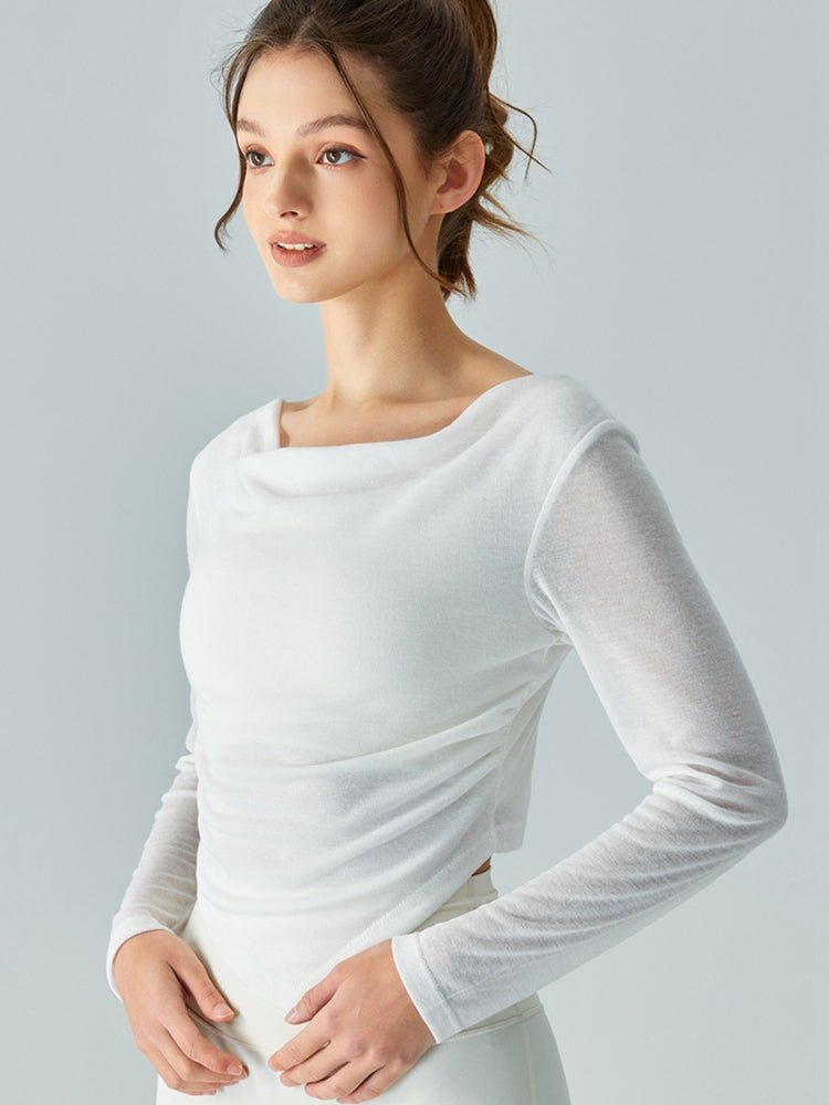 Cowl Neck Long Sleeve Sports Top - Admiresty