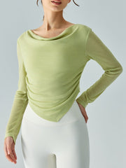 Cowl Neck Long Sleeve Sports Top - Admiresty