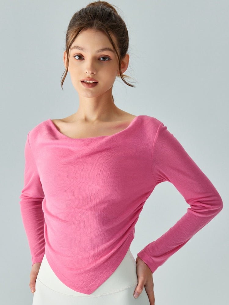 Cowl Neck Long Sleeve Sports Top - Admiresty