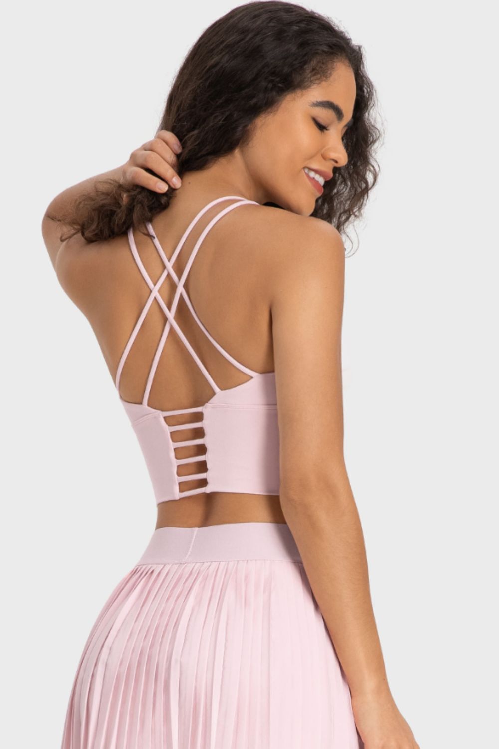 Crisscross Back Ladder Detail Sports Bra - Admiresty