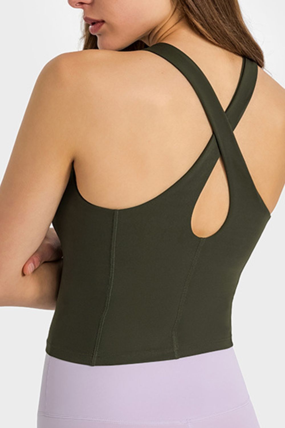 Crisscross Back Round Neck Yoga Tank - Admiresty