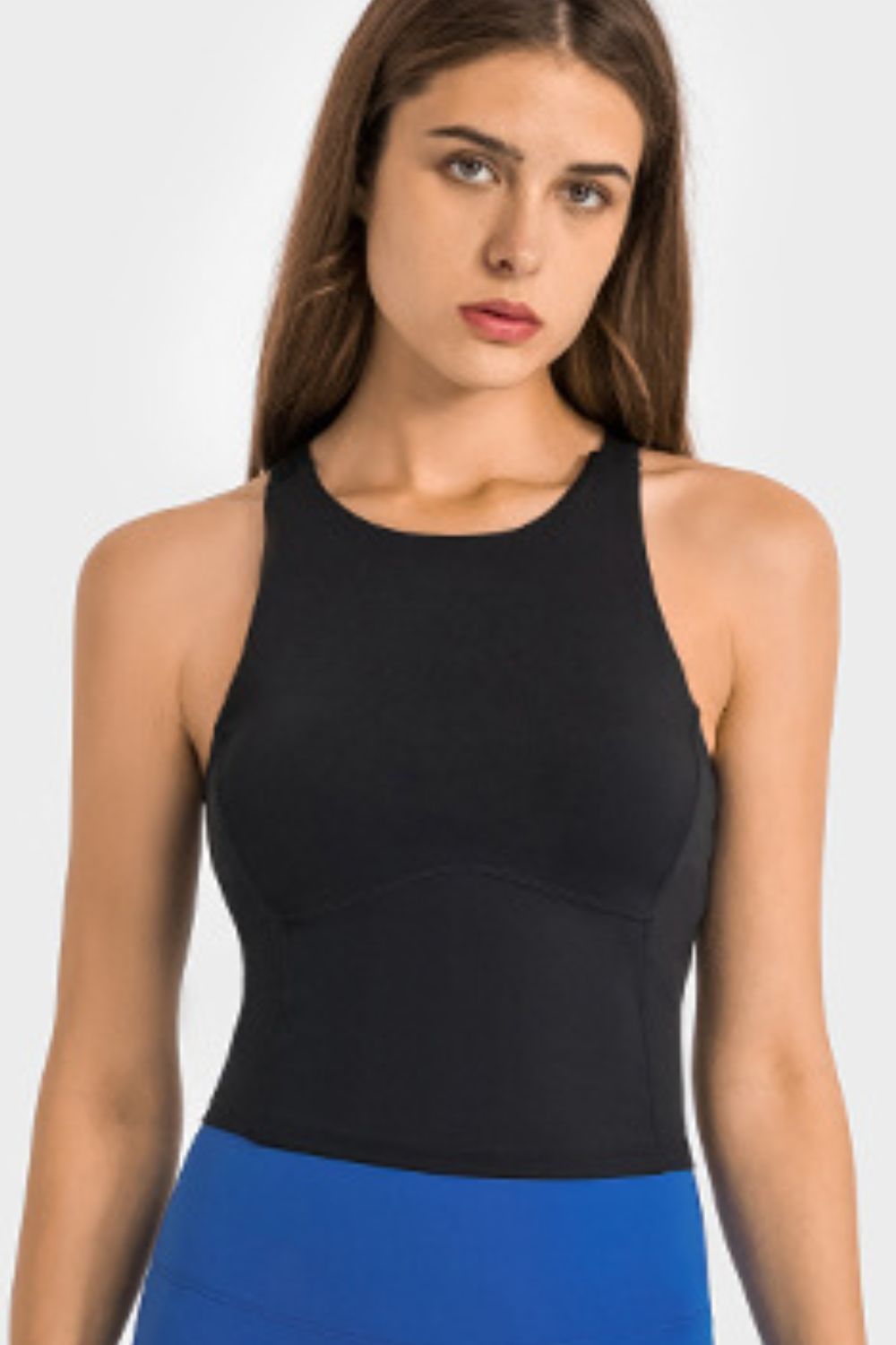 Crisscross Back Round Neck Yoga Tank - Admiresty