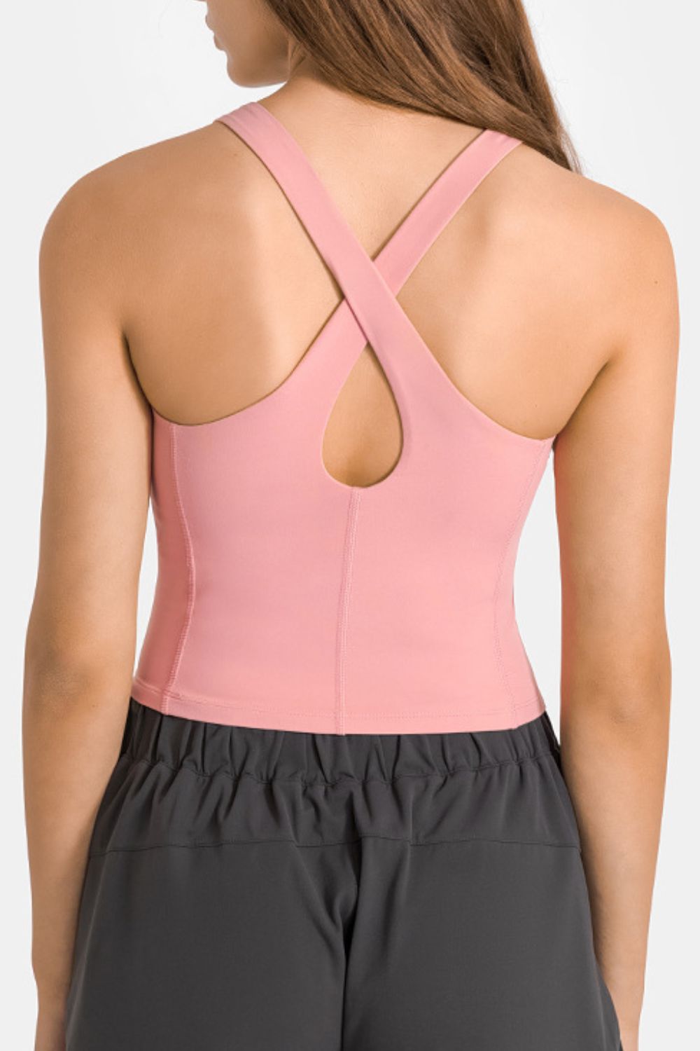 Crisscross Back Round Neck Yoga Tank - Admiresty