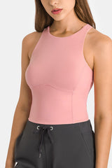 Crisscross Back Round Neck Yoga Tank - Admiresty