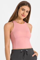 Crisscross Back Round Neck Yoga Tank - Admiresty