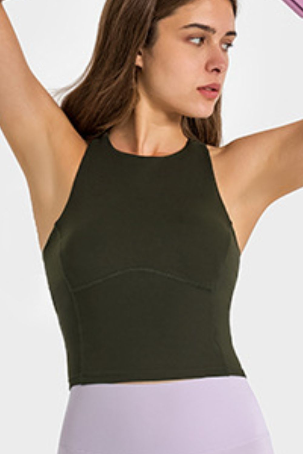 Crisscross Back Round Neck Yoga Tank - Admiresty