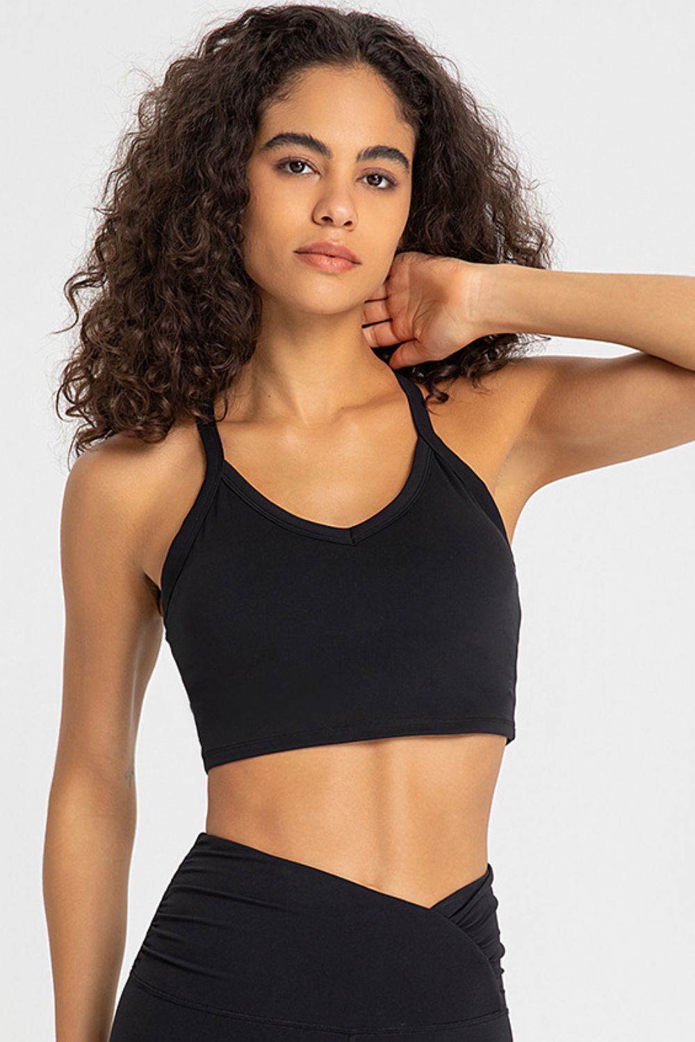 Crisscross Back V - Neck Sports Bra - Admiresty