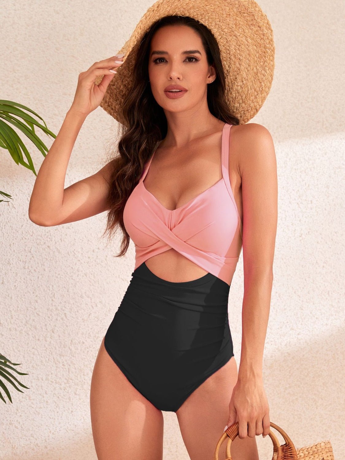 Crisscross Cutout V - Neck One - Piece Swimwear - Admiresty