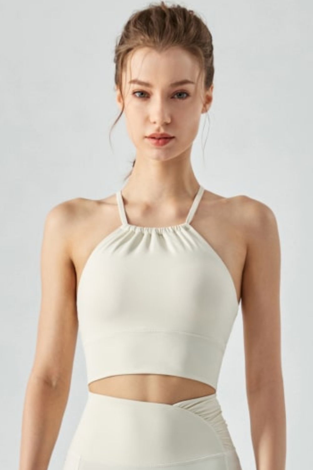 Crisscross Gathered Detail Cropped Sports Cami - Admiresty