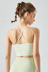 Crisscross Gathered Detail Cropped Sports Cami - Admiresty