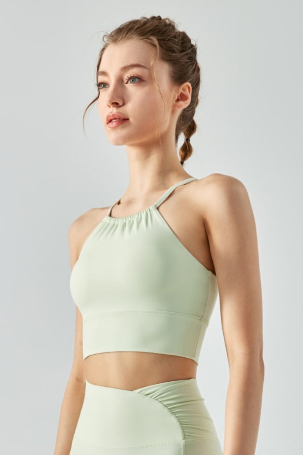 Crisscross Gathered Detail Cropped Sports Cami - Admiresty