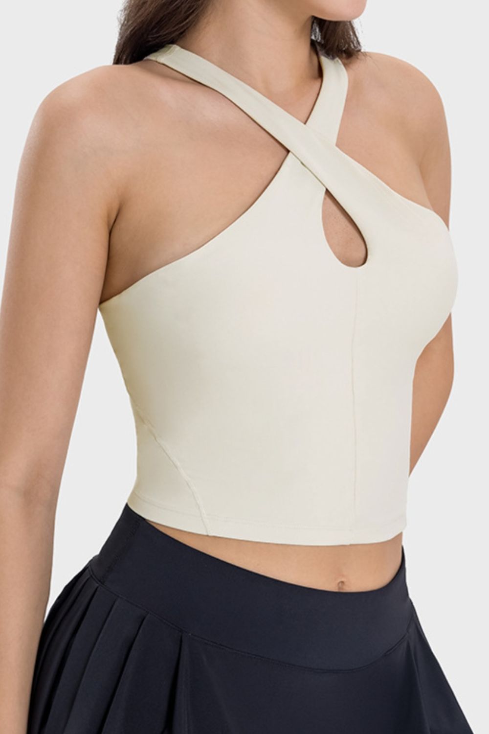 Crisscross Grecian Neck Active Cami - Admiresty