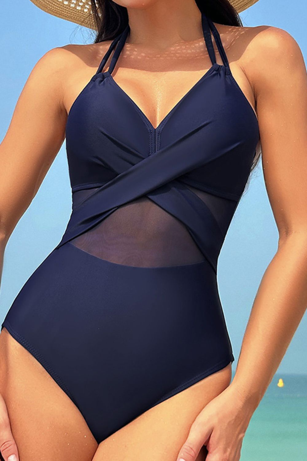 Crisscross Halter Neck One - Piece Swimwear - Admiresty