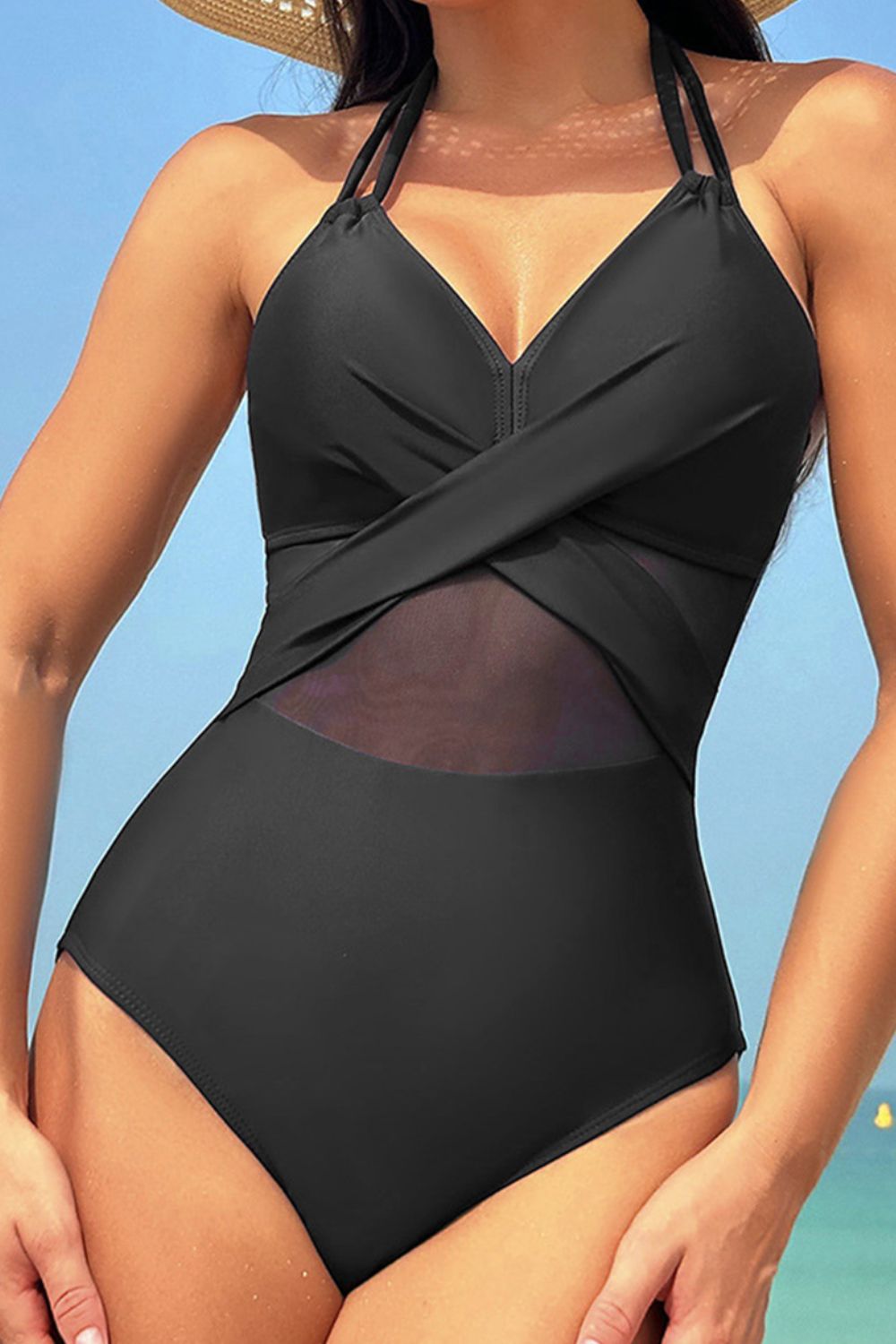 Crisscross Halter Neck One - Piece Swimwear - Admiresty