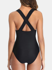 Crisscross Plunge Wide Strap One - Piece Swimwear - Admiresty