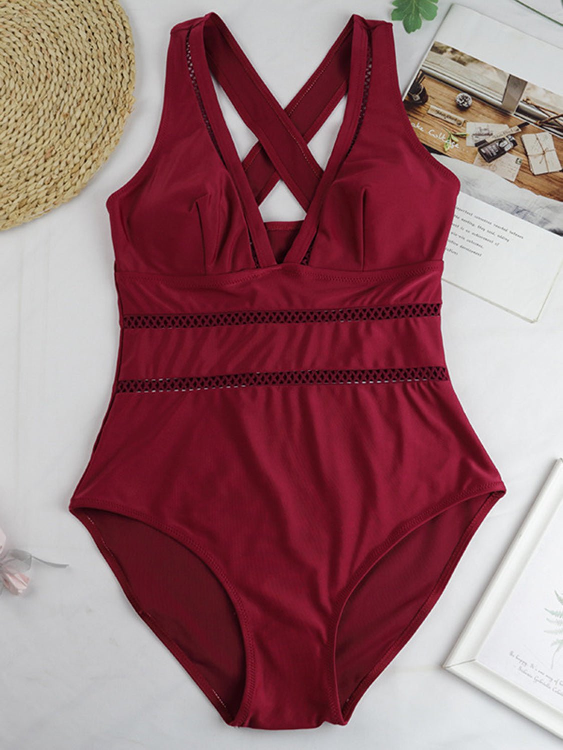 Crisscross Plunge Wide Strap One - Piece Swimwear - Admiresty