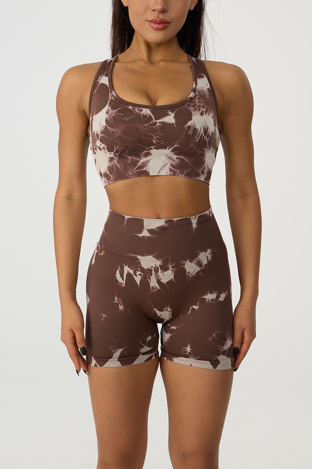 Crisscross Printed Tank and Shorts Active Set - Admiresty