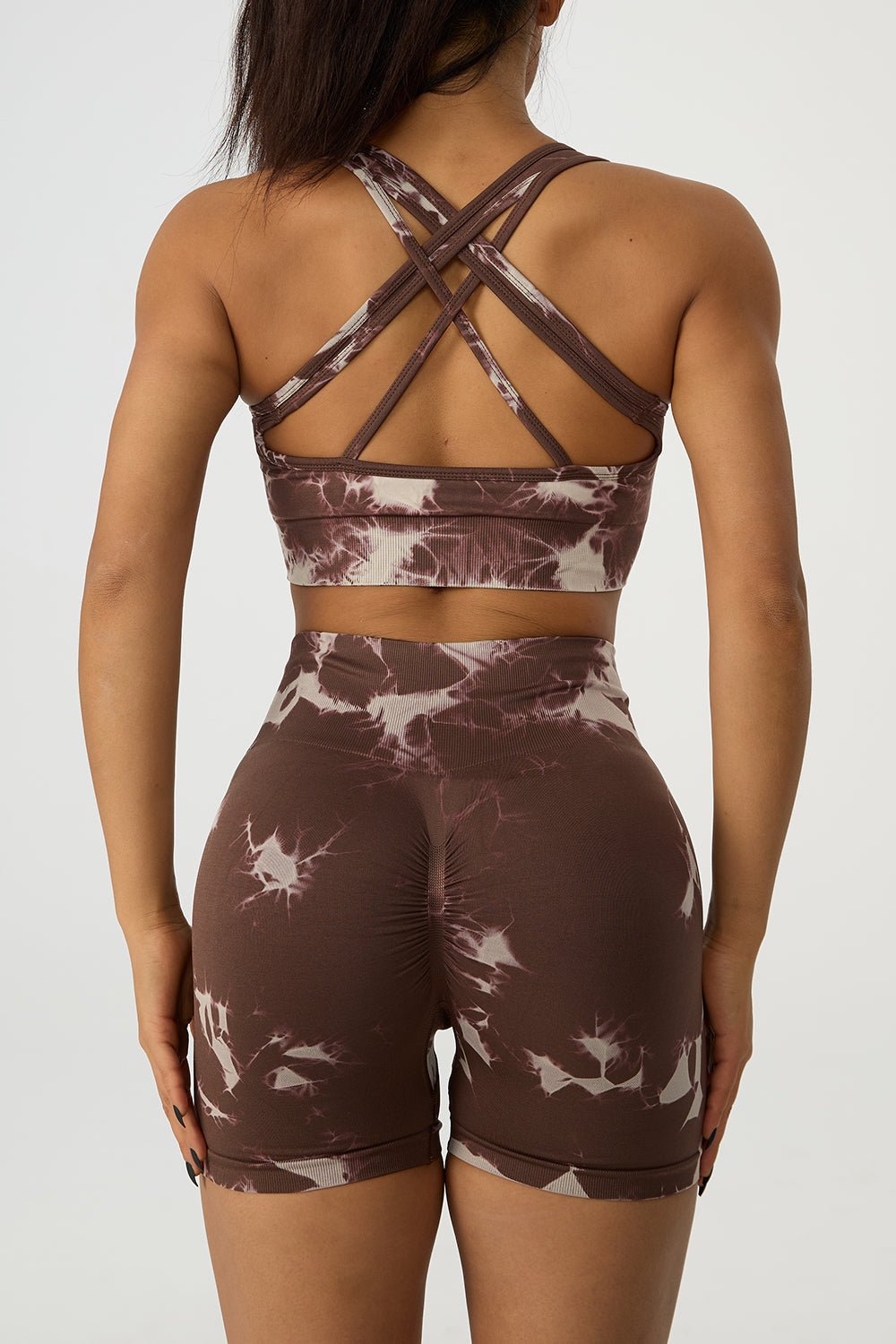 Crisscross Printed Tank and Shorts Active Set - Admiresty