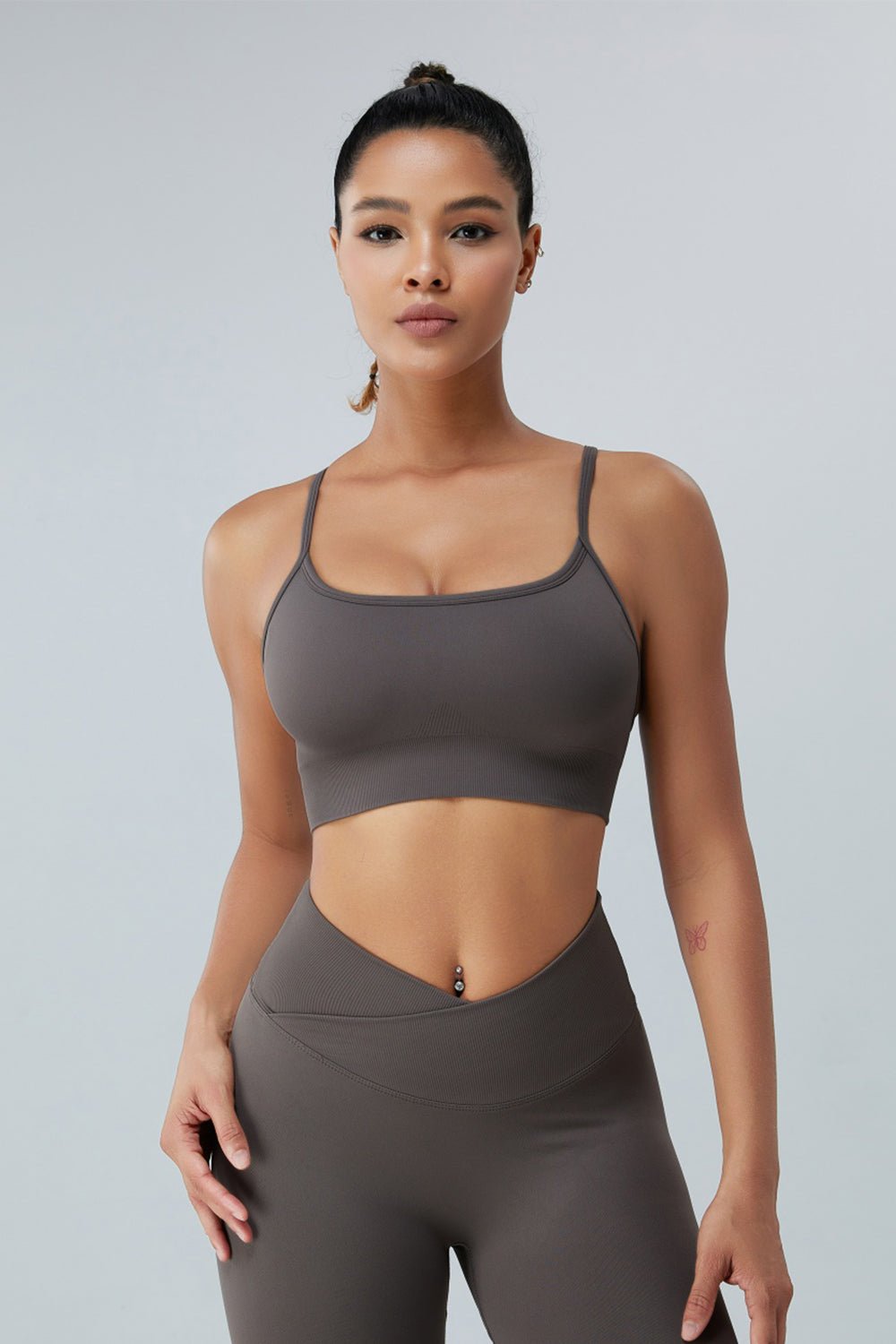 Crisscross Spaghetti Strap Active Bra - Admiresty