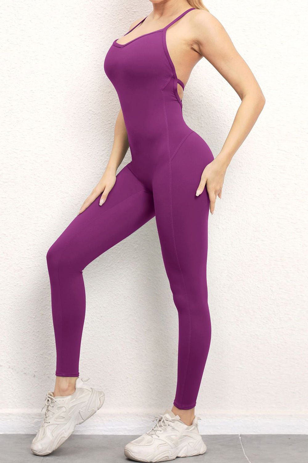 Crisscross Spaghetti Strap Active Jumpsuit - Admiresty