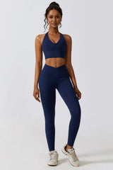 Crisscross Sports Bra and Leggings Set - Admiresty