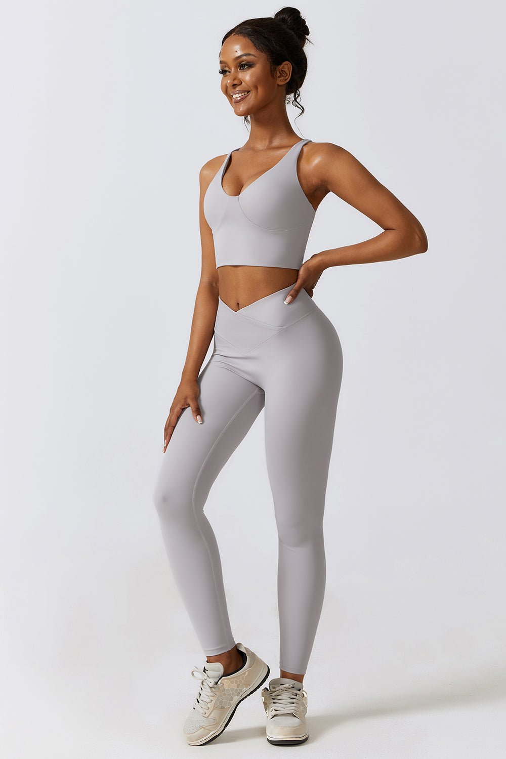 Crisscross Sports Bra and Leggings Set - Admiresty