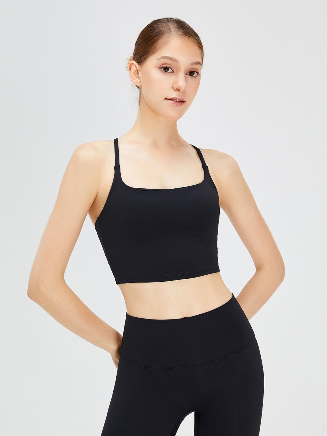 Crisscross Square Neck Active Bra - Admiresty