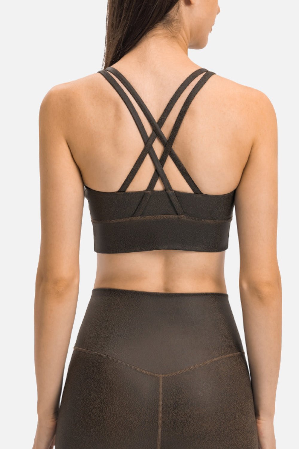 Crisscross Strappy Back Sports Bra - Admiresty