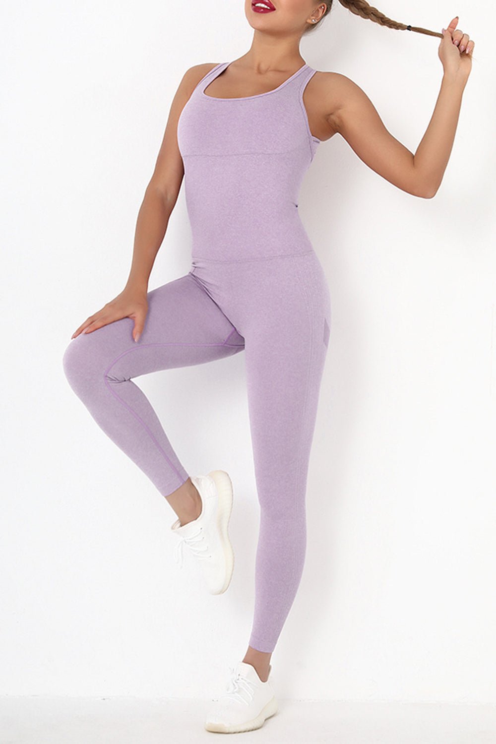 Crisscross Wide Strap Active Jumpsuit - Admiresty