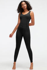 Crisscross Wide Strap Active Jumpsuit - Admiresty