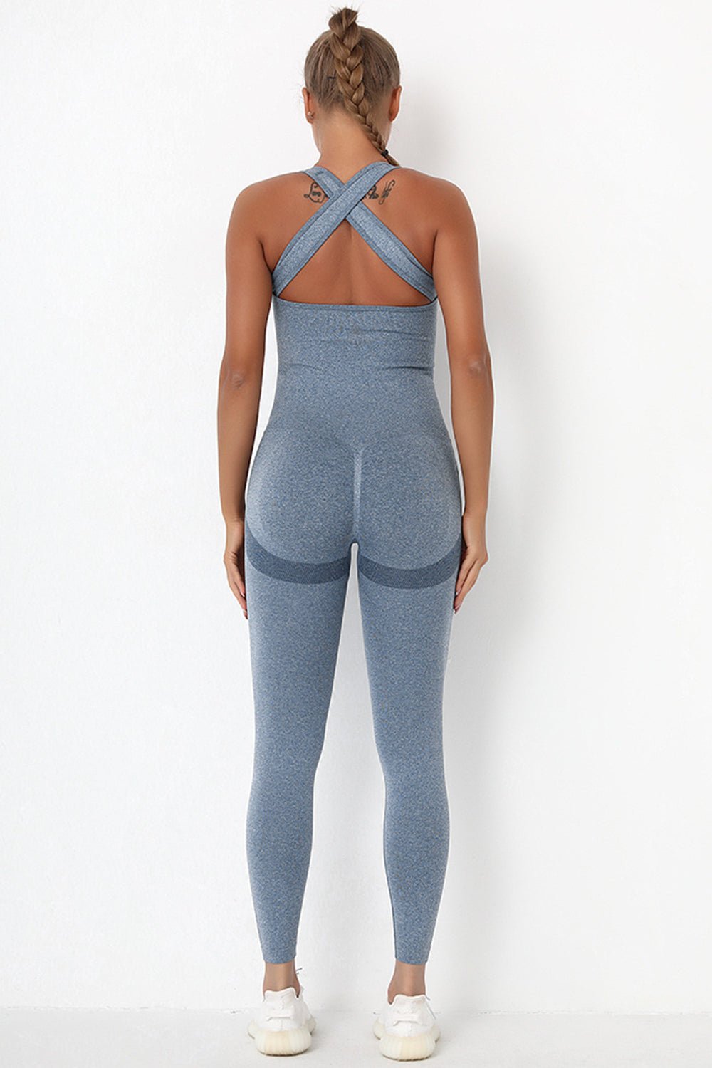 Crisscross Wide Strap Active Jumpsuit - Admiresty