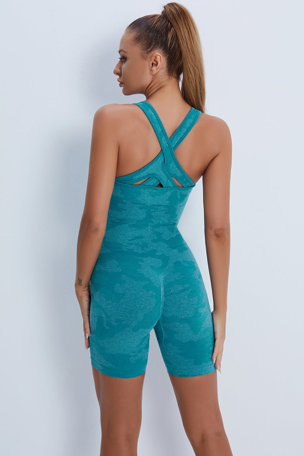 Crisscross Wide Strap Active Romper - Admiresty