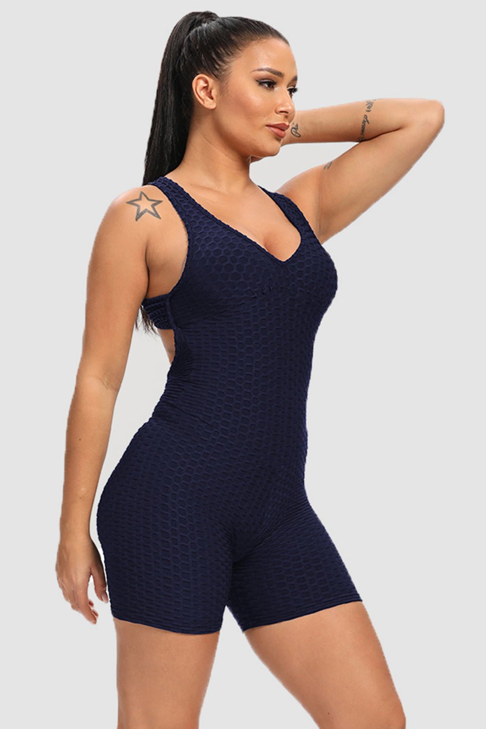 Crisscross Wide Strap Active Romper - Admiresty