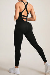 Crisscross Wide Strap Jumpsuit - Admiresty