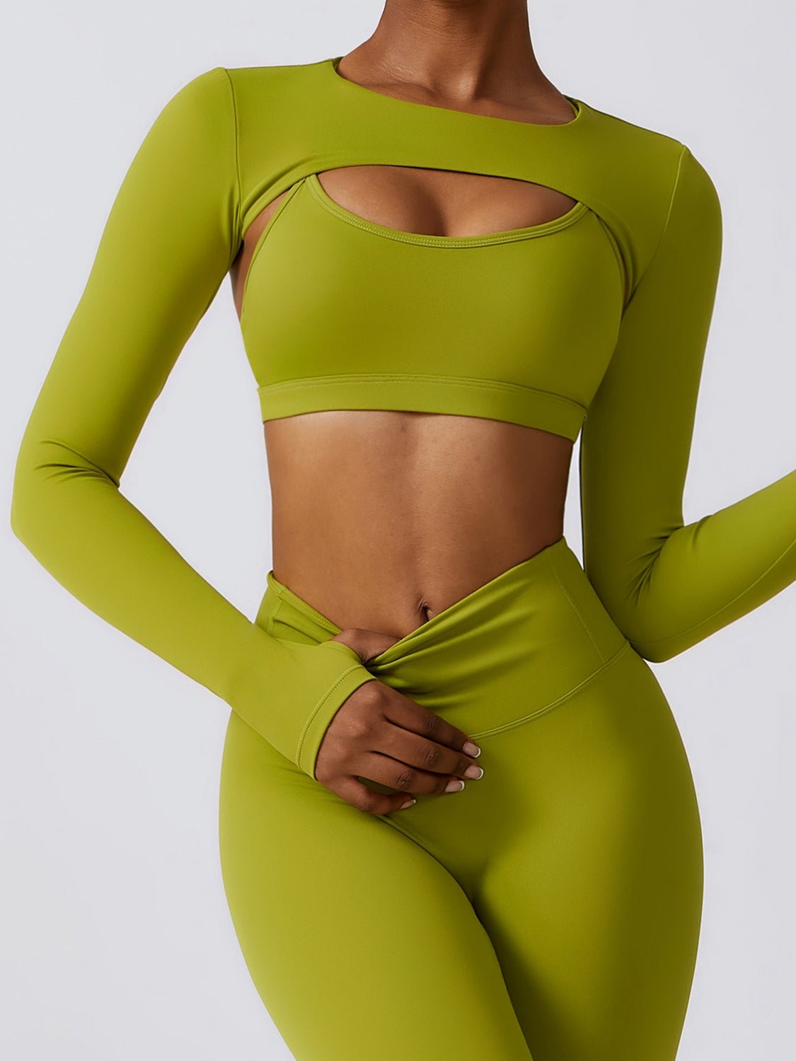 Cropped Cutout Long Sleeve Sports Top - Admiresty