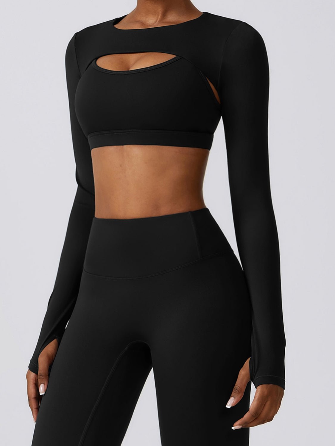 Cropped Cutout Long Sleeve Sports Top - Admiresty