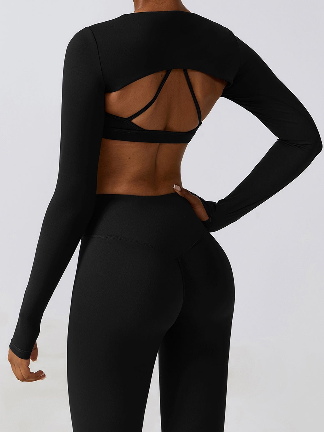 Cropped Cutout Long Sleeve Sports Top - Admiresty