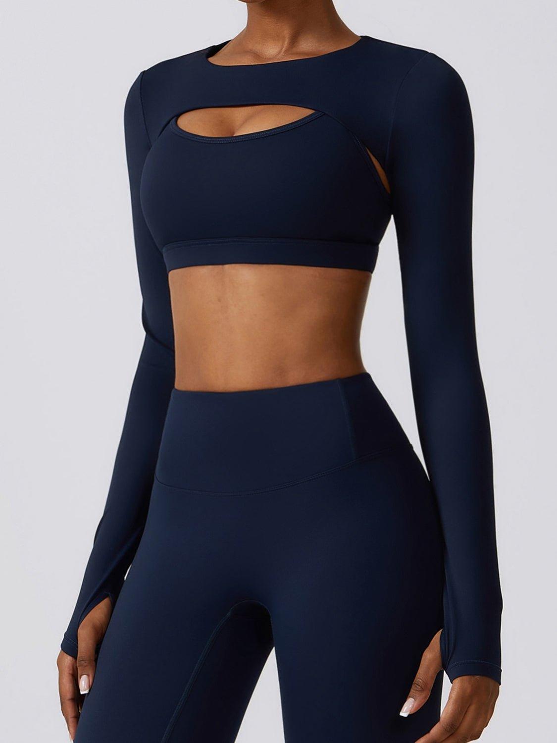 Cropped Cutout Long Sleeve Sports Top - Admiresty