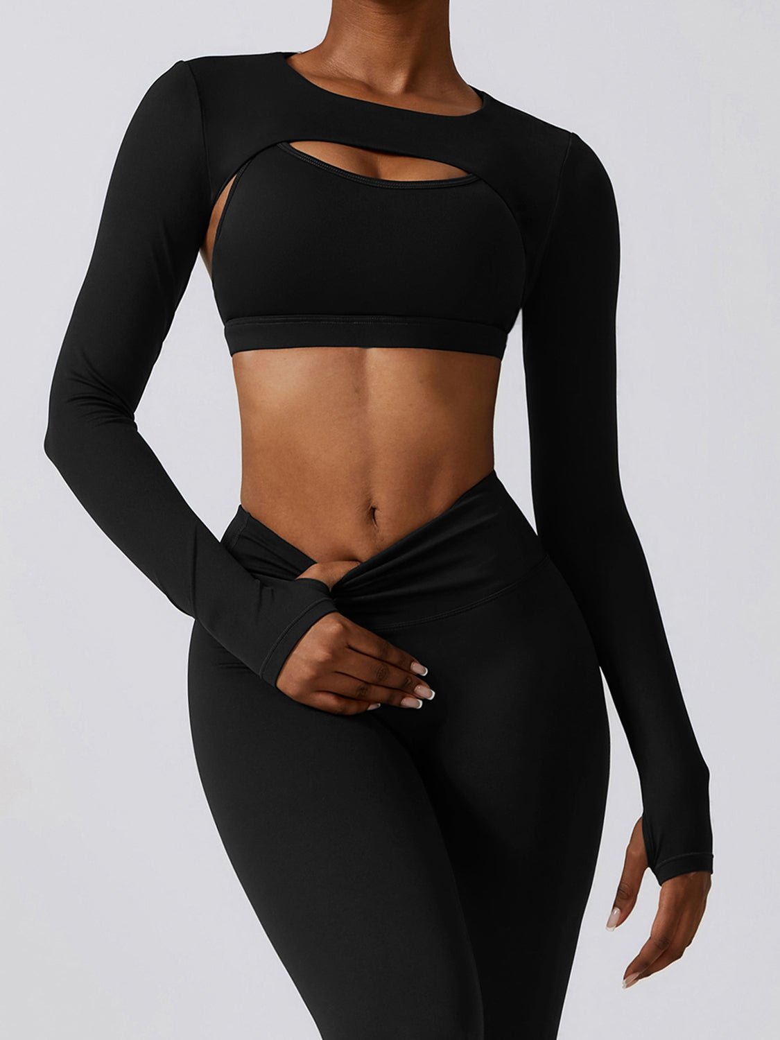 Cropped Cutout Long Sleeve Sports Top - Admiresty