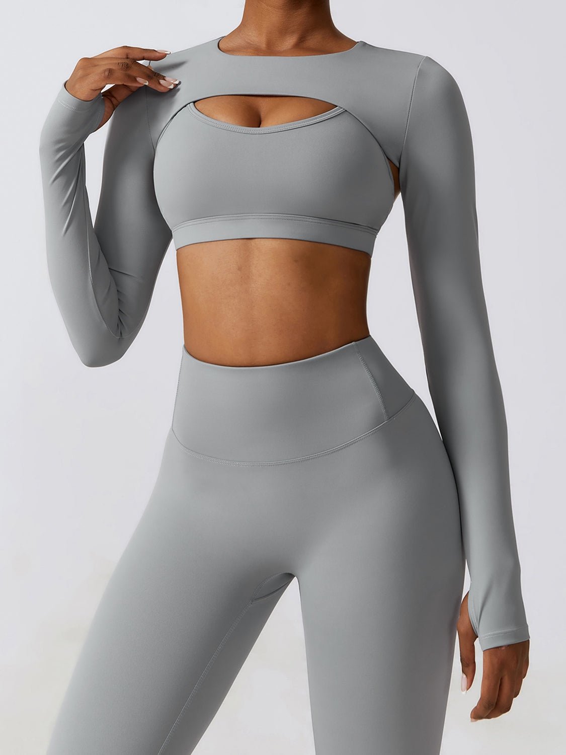 Cropped Cutout Long Sleeve Sports Top - Admiresty