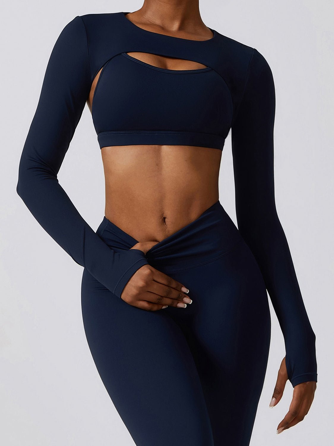 Cropped Cutout Long Sleeve Sports Top - Admiresty