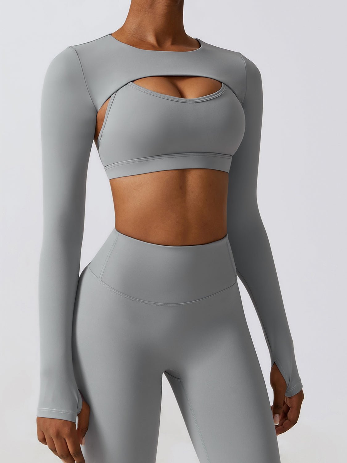 Cropped Cutout Long Sleeve Sports Top - Admiresty