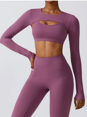 Cropped Cutout Long Sleeve Sports Top - Admiresty