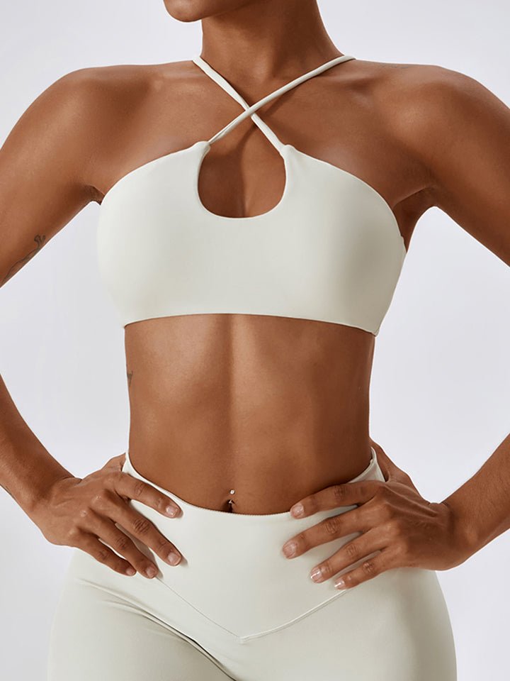 Cropped Halter Neck Sports Bra - Admiresty