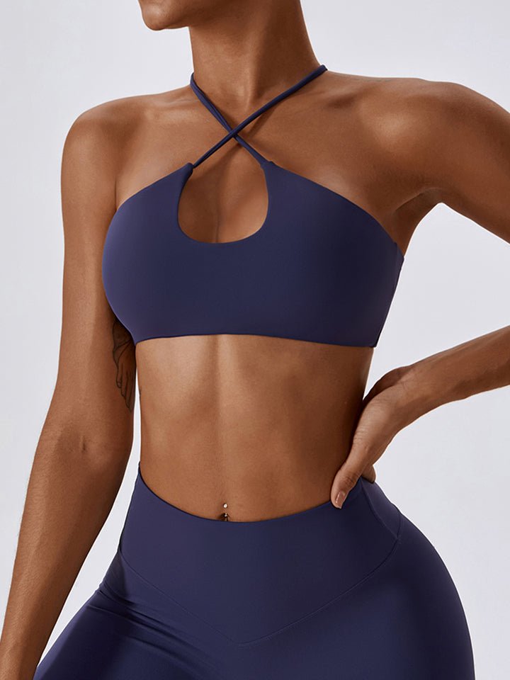 Cropped Halter Neck Sports Bra - Admiresty