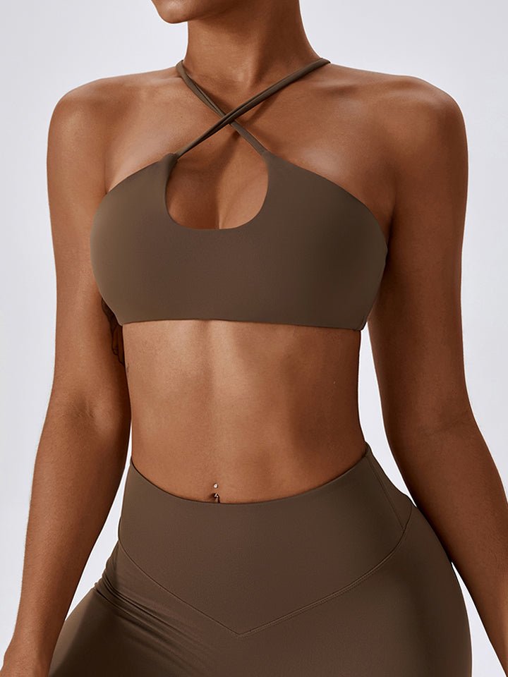 Cropped Halter Neck Sports Bra - Admiresty