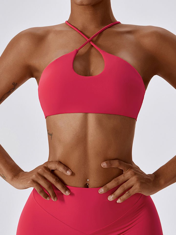 Cropped Halter Neck Sports Bra - Admiresty