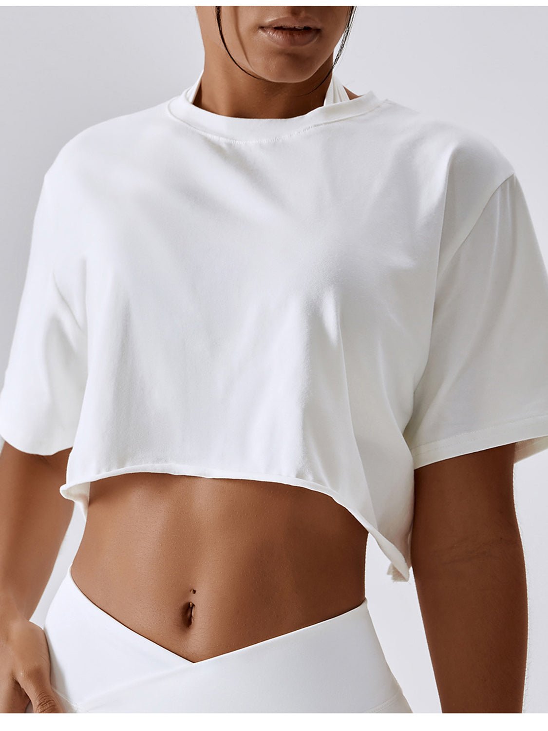 Cropped Round Neck Short Sleeve Active Top - Admiresty